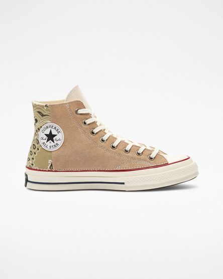 Tenisi Inalti Barbati Converse Chuck 70 LTD Paisley Piele Intoarsa Bej Maro | RO TULJA671